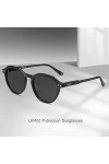 Carfia lunettes de Soleil Sport Polarisées pour Homme avec Monture Ronde Noire, UV Protection et Verres Gris