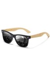 DUCO DC2141 Lunettes de soleil polarisées, pour homme et femme, avec protection UV, en noyer, avec cadre en bois, respectueus