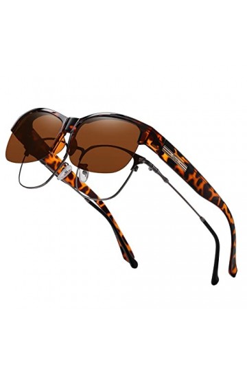 DUCO Lunettes de soleil polarisées pour homme et femme - Unisexe - 8960, tortoise, 63