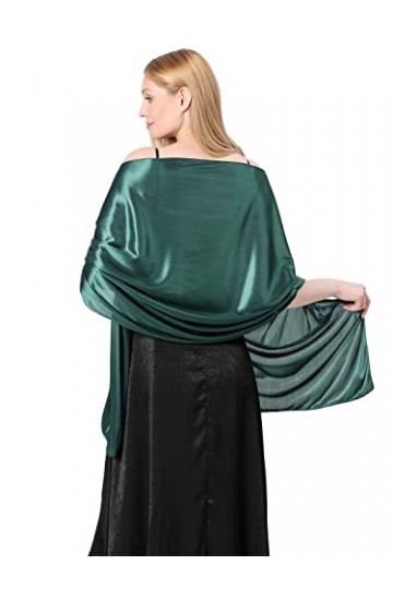 Atigy Satin Chale Mariage Echarpes et Foulards pour Robe de Soirée Élégant Etole Châle Mariage pour Femme Vert 