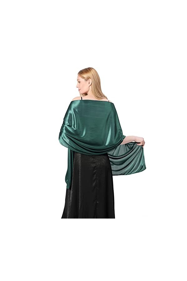 Atigy Satin Chale Mariage Echarpes et Foulards pour Robe de Soirée Élégant Etole Châle Mariage pour Femme Vert 
