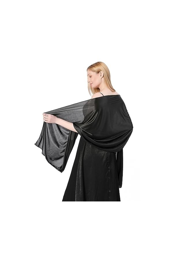 Atigy Satin Chale Mariage Echarpes et Foulards pour Robe de Soirée Élégant Etole Châle Mariage pour Femme Vert 