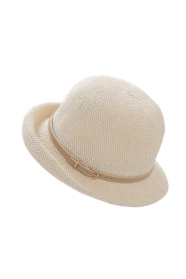 Chapeau de soleil pour femme - Chapeaux cloches des années 1920 à bord roulé - Pliable - Protection UV - Chapeau de plage ave