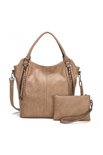 FANDARE 2 pièces Femme Sac à Main Portés Sacs Cabas Dépaule Sacoche Portés Epaule Cuir PU Imperméable pour Achats Fête École