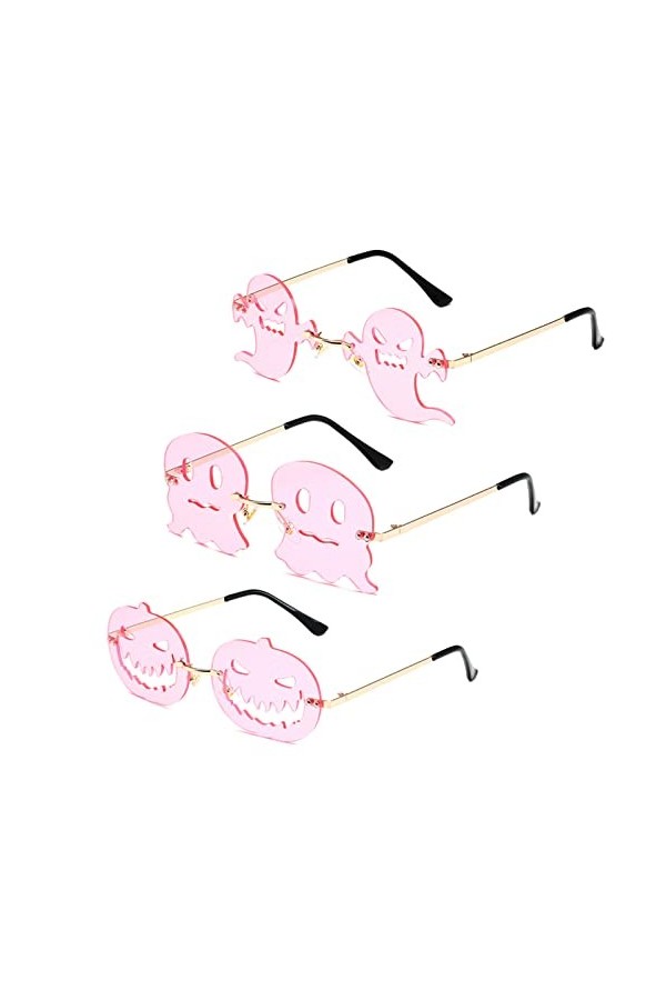 TIYETA 3 Pièces Lunettes sans Monture Irrégulières Lunettes Fantôme Drôle Pieuvre Citrouille Lunettes De Soleil pour Femmes H