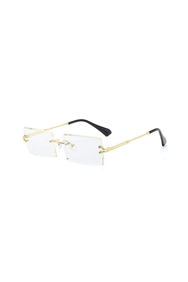 Mode Populaire Rectangle Sans Monture Lunettes De Soleil Femmes Hommes Nuances Alliage Lunettes UV400,3,Chine