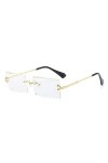 Mode Populaire Rectangle Sans Monture Lunettes De Soleil Femmes Hommes Nuances Alliage Lunettes UV400,3,Chine
