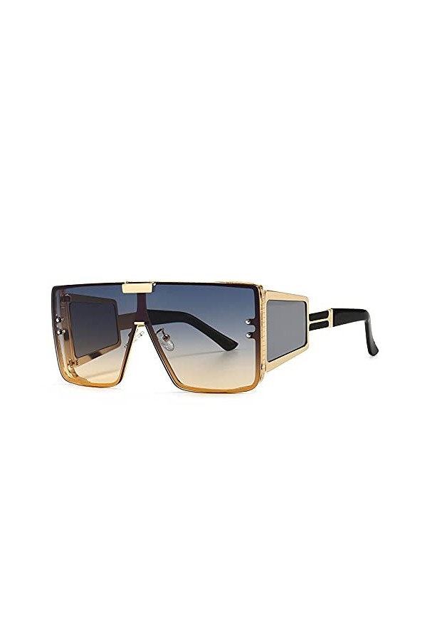 KUELXV Lunettes de soleil Lunettes de soleil carrées surdimensionnées à une lentille rétro hommes femmes lunettes de mode UV4