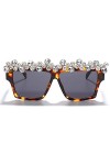 MASKIS Lunettes De Soleil Carrées En Diamant Pour Femme, Lunettes De Soleil En Strass Pour Homme, Lunettes Punk One Piece