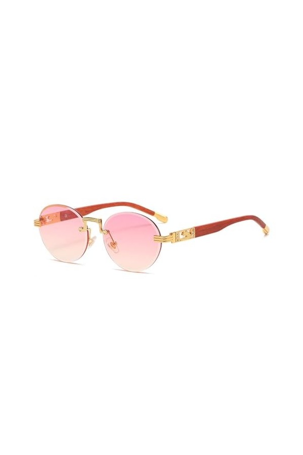 HCHES Lunettes de Soleil Rondes Punk sans Monture Hommes Femmes Léopard Lunettes de Soleil sans Cadre pour Hommes Lunettes Vi