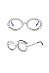 Lunettes de Soleil Strass Femmes ovales Bling Diamant Lunettes de Soleil Femmes Nuances Rondes, 9, Taille Unique