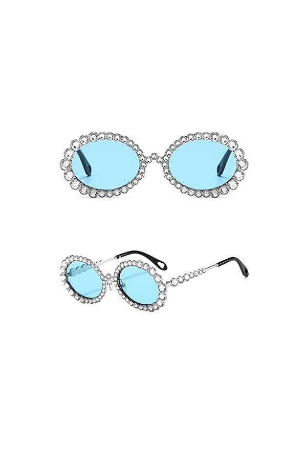HCHES Lunettes de soleil strass femmes ovales bling diamant lunettes de soleil femmes nuances rondes, 8, taille unique