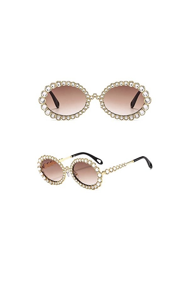 HCHES Lunettes de soleil strass femmes ovales bling diamant lunettes de soleil femmes nuances rondes, 5, taille unique
