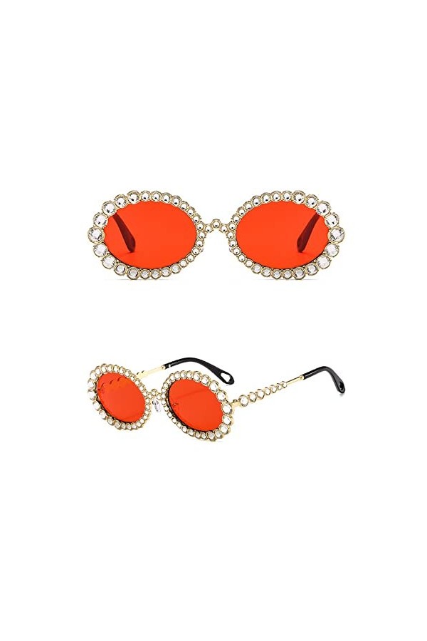 HCHES Lunettes de soleil strass femmes ovales bling diamant lunettes de soleil femmes nuances rondes, 6, taille unique