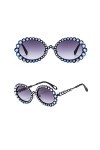 HCHES Lunettes de soleil strass femmes ovales bling diamant lunettes de soleil femmes nuances rondes, 3, taille unique