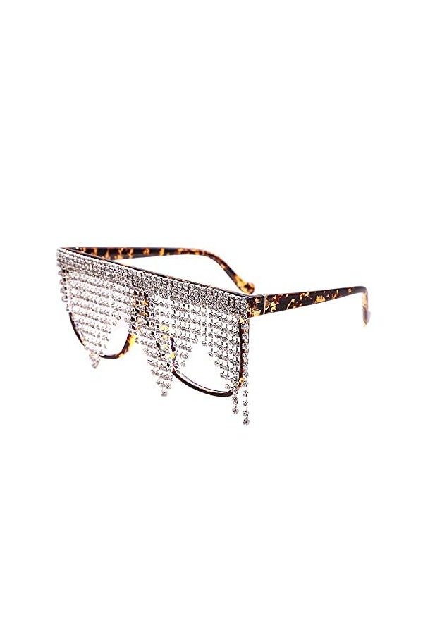 HCHES Gland strass lunettes de soleil femmes carré diamant lunettes de soleil dame lunettes lunettes UV400, 6, taille unique