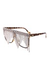 HCHES Gland strass lunettes de soleil femmes carré diamant lunettes de soleil dame lunettes lunettes UV400, 6, taille unique