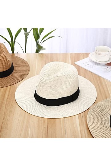 EightSpace Chapeau Panama pour Homme et Femme, Chapeau de Soleil UV, Chapeau de Paille Large, Chapeau Fedora, Chapeau dété d