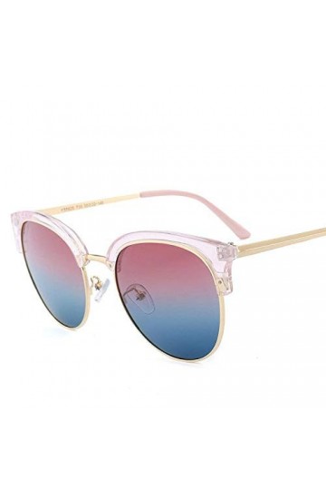 NIUASH Lunettes de Soleil polarisées Lunettes de Soleil Rondes pour Femmes Semi-sans Monture Lunettes de Soleil rétro dégradé