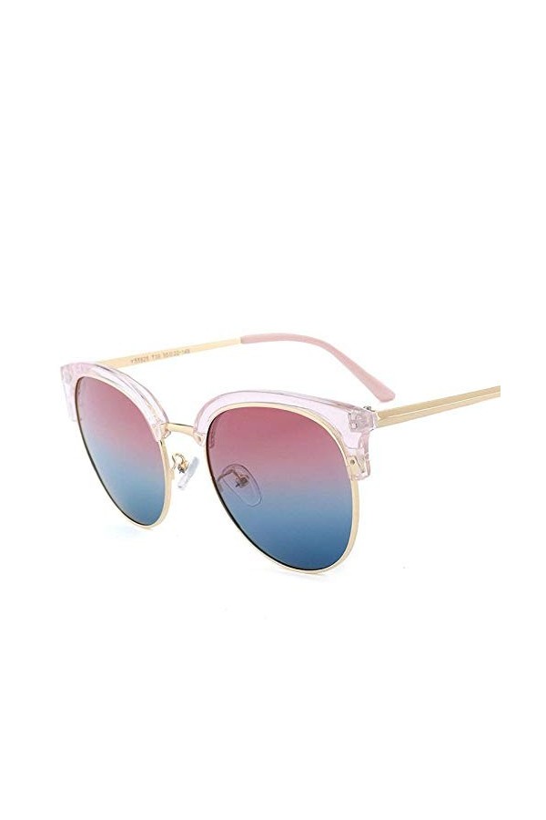 NIUASH Lunettes de Soleil polarisées Lunettes de Soleil Rondes pour Femmes Semi-sans Monture Lunettes de Soleil rétro dégradé