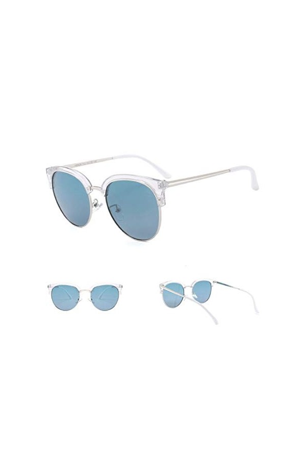 NIUASH Lunettes de Soleil polarisées Lunettes de Soleil Rondes pour Femmes Semi-sans Monture Lunettes de Soleil rétro dégradé