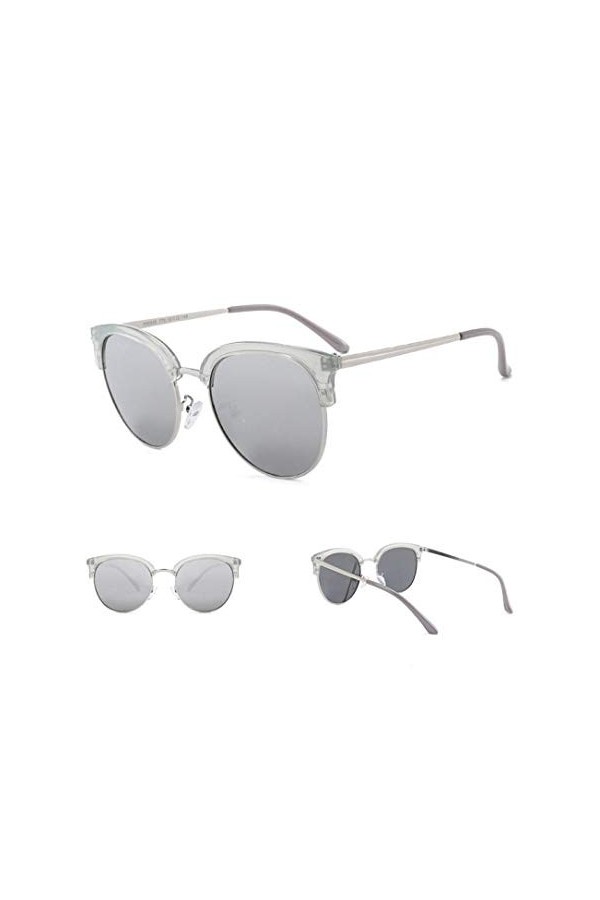 NIUASH Lunettes de Soleil polarisées Lunettes de Soleil Rondes pour Femmes Semi-sans Monture Lunettes de Soleil rétro dégradé