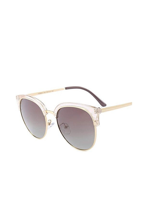 NIUASH Lunettes de Soleil polarisées Lunettes de Soleil Rondes pour Femmes Semi-sans Monture Lunettes de Soleil rétro dégradé