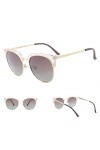 NIUASH Lunettes de Soleil polarisées Lunettes de Soleil Rondes pour Femmes Semi-sans Monture Lunettes de Soleil rétro dégradé