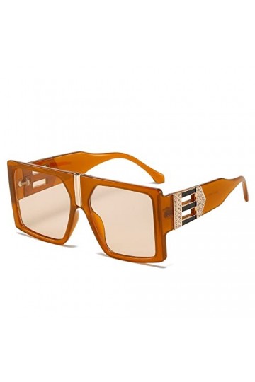 HPIRME Lunettes de soleil à monture carrée pour hommes femmes grandes lunettes de soleil RetroMale Ladies Eyewear, marron, ta