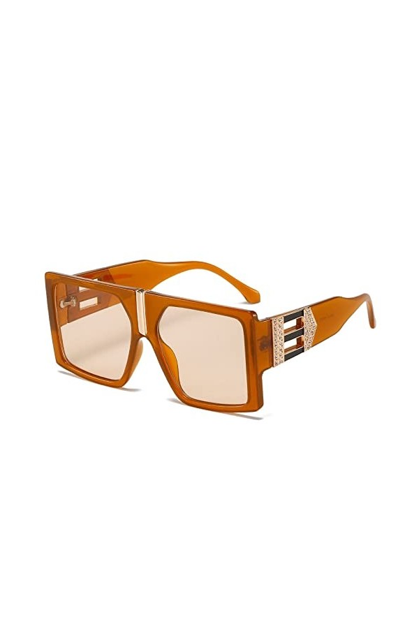 HPIRME Lunettes de soleil à monture carrée pour hommes femmes grandes lunettes de soleil RetroMale Ladies Eyewear, marron, ta