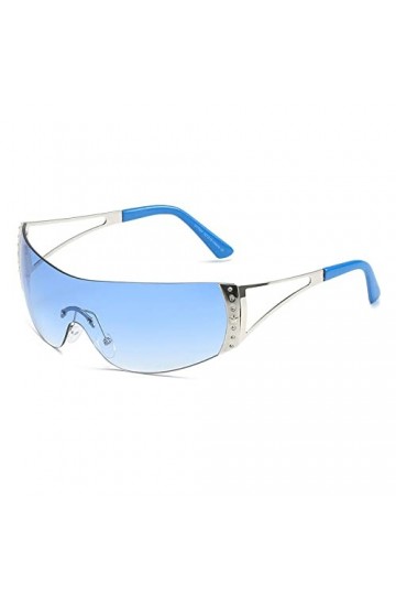 HCHES Lunettes de soleil Steampunk Rectangle sans monture hommes lunettes de soleil diamant femmes lunettes nuances lunettes 