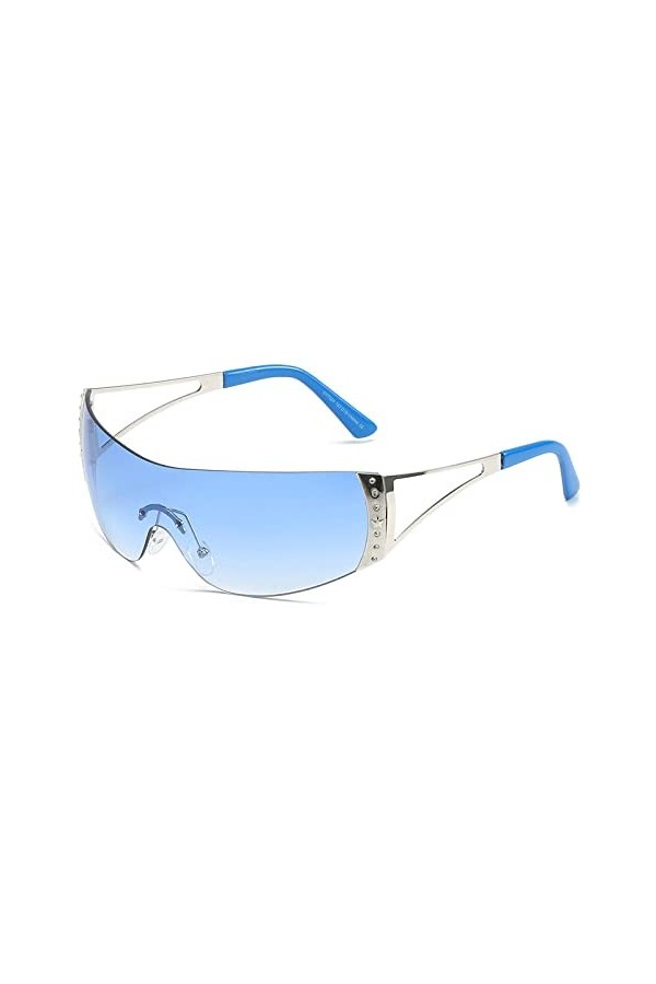 HCHES Lunettes de soleil Steampunk Rectangle sans monture hommes lunettes de soleil diamant femmes lunettes nuances lunettes 