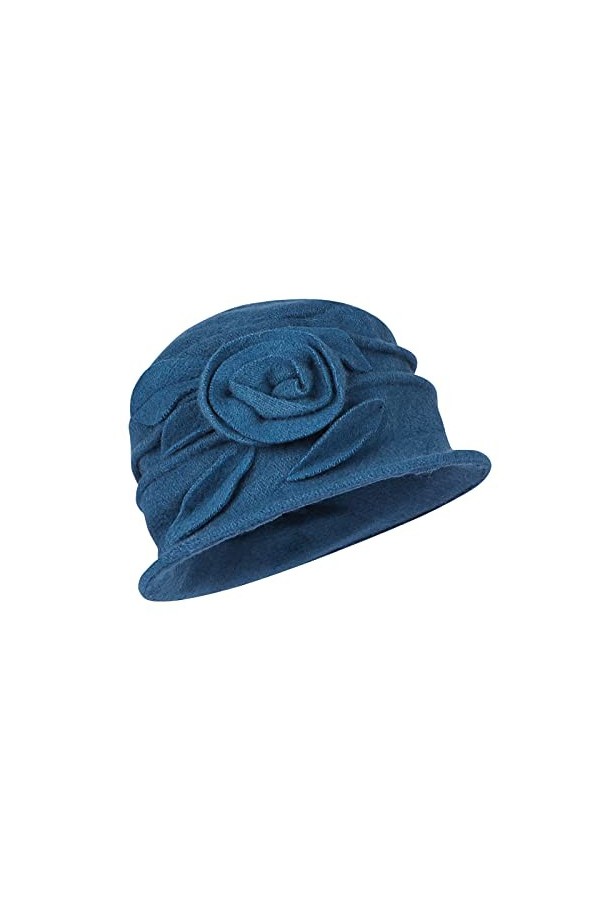 ITODA Chapeau melon vintage dhiver en laine pour femme - Chapeau cloche déglise - Chapeau de loisir - Chapeau rond élégant 