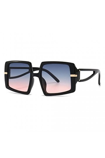 HCHES Tendance carré femmes lunettes de soleil mode surdimensionné grand noir blanc découpe bras lunettes de soleil UV400 nua