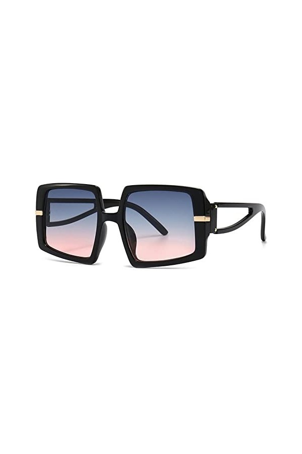 HCHES Tendance carré femmes lunettes de soleil mode surdimensionné grand noir blanc découpe bras lunettes de soleil UV400 nua