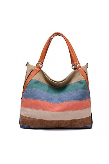 FANDARE Rétro Sacoche Toile Sac a Main Femme Sacs Cabas Portés Epaule Sac Dépaule pour Achats Fête École Voyage Crossbody Ba