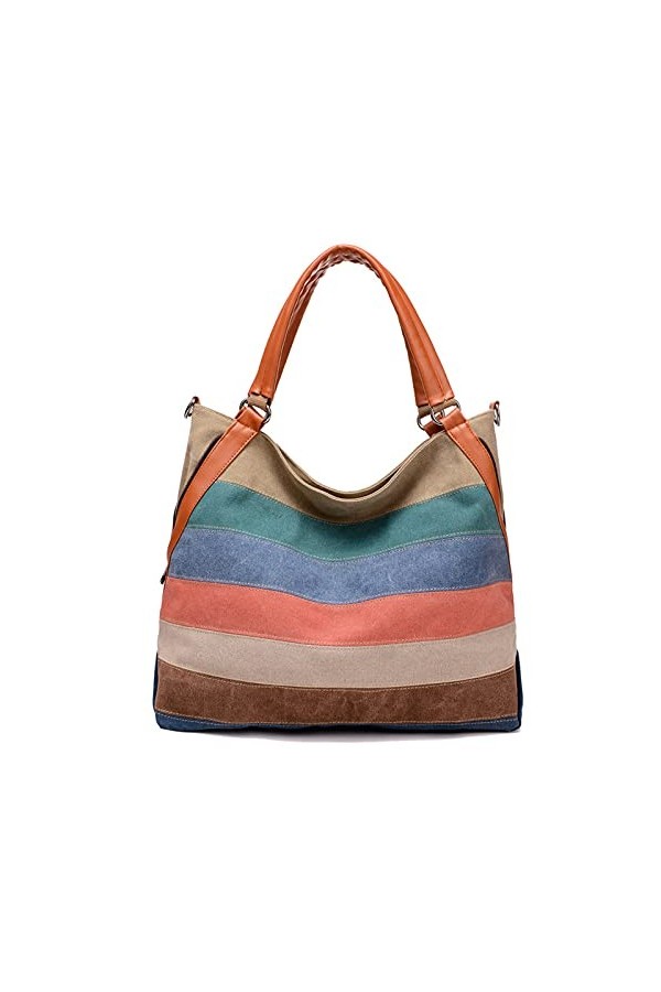 FANDARE Rétro Sacoche Toile Sac a Main Femme Sacs Cabas Portés Epaule Sac Dépaule pour Achats Fête École Voyage Crossbody Ba