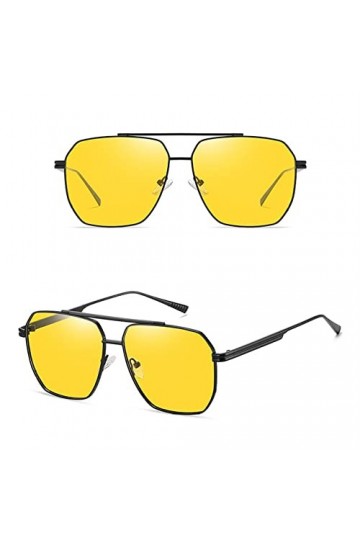 HCHES Lunettes de soleil polarisées carrées Designer Retro Lunettes de soleil en métal pour hommes Femmes Lunettes de conduit