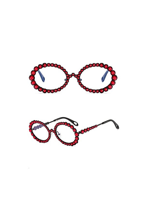 HCHES Lunettes de soleil de luxe strass femmes ovale bling diamant lunettes de soleil mode femmes nuances rondes oculos De So
