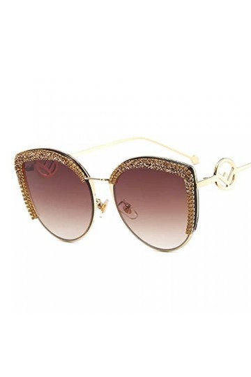 Miyabitors Lunettes de soleil pour femme œil de chat incrustées de strass sans monture UV400