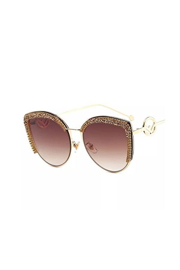 Miyabitors Lunettes de soleil pour femme œil de chat incrustées de strass sans monture UV400