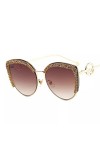 Miyabitors Lunettes de soleil pour femme œil de chat incrustées de strass sans monture UV400
