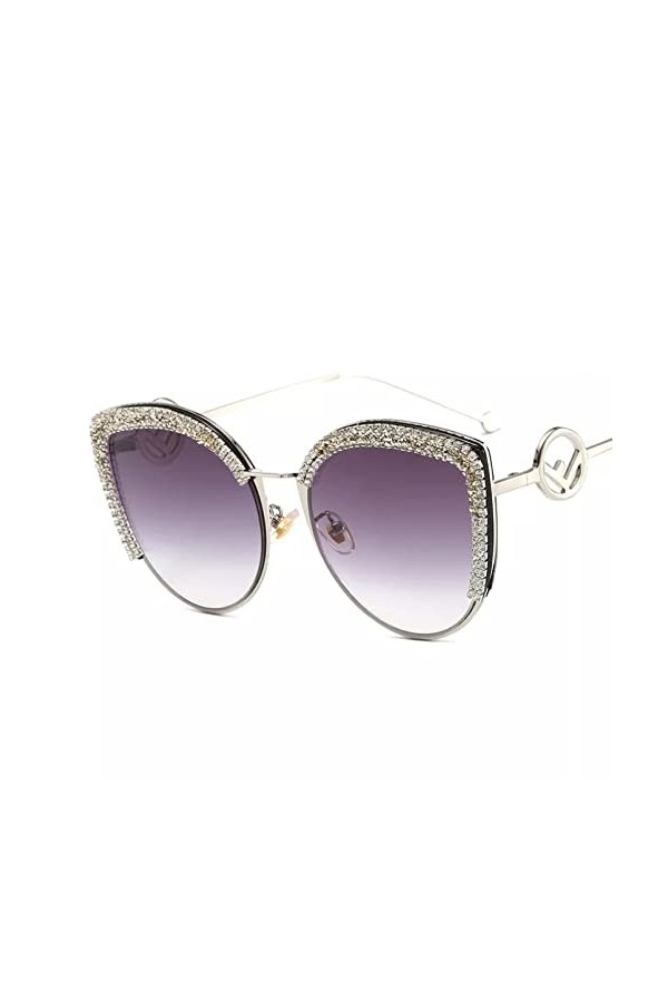 Miyabitors Lunettes de soleil pour femme œil de chat incrustées de strass sans monture UV400