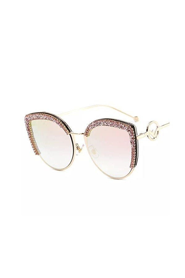 Miyabitors Lunettes de soleil pour femme œil de chat incrustées de strass sans monture UV400