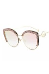 Miyabitors Lunettes de soleil pour femme œil de chat incrustées de strass sans monture UV400