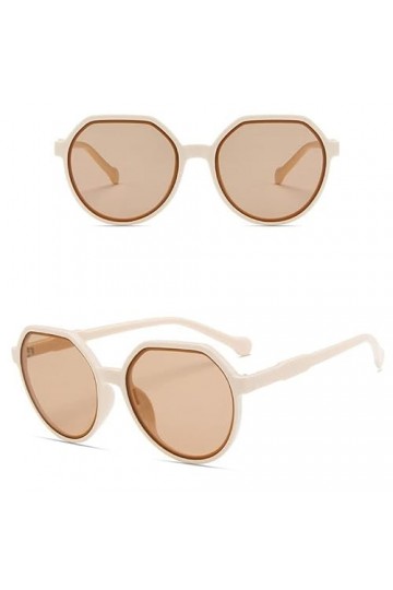 Lunettes de soleil à monture ronde pour homme et femme - 2 paires de lunettes de soleil à monture large tranche de thé beige