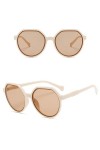 Lunettes de soleil à monture ronde pour homme et femme - 2 paires de lunettes de soleil à monture large tranche de thé beige