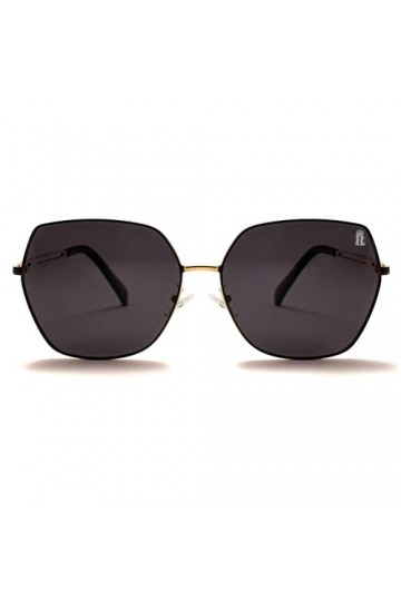 BalRoyal Lunettes de soleil pour femmes légères et polarisées noires, verres surdimensionnés, filtre UV400