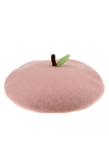 Zasy Béret en laine fait à la main style français en feutre aiguilleté fleur bonnet femme hiver automne bonnet, pêche, 7/7 1/