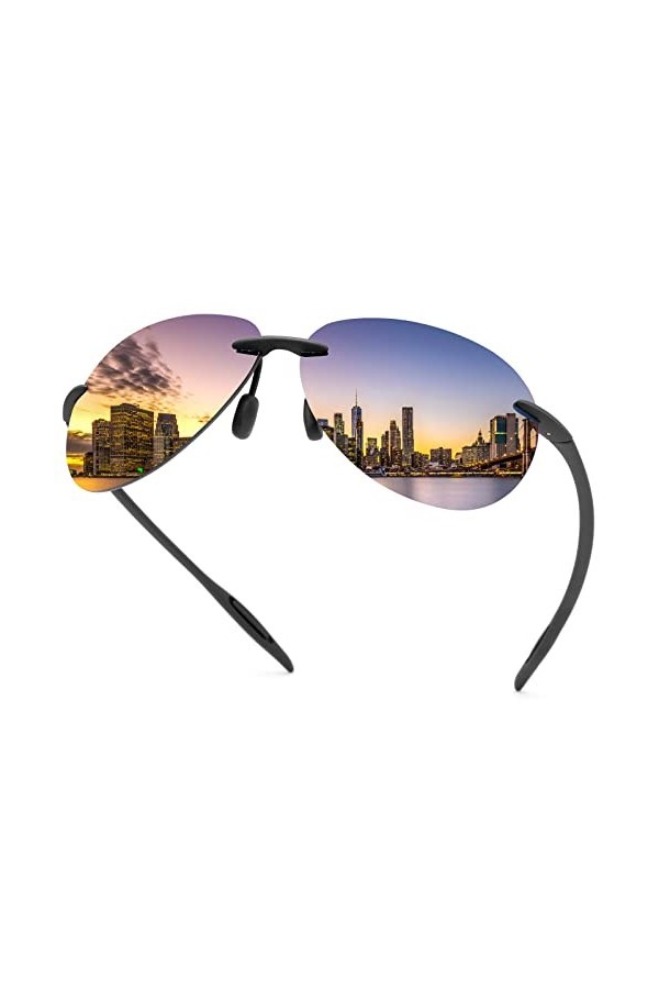 YIMI Lunettes de soleil polarisées pour hommes et femmes Lunettes de conduite sans monture UV400 Miroir de protection Lunette